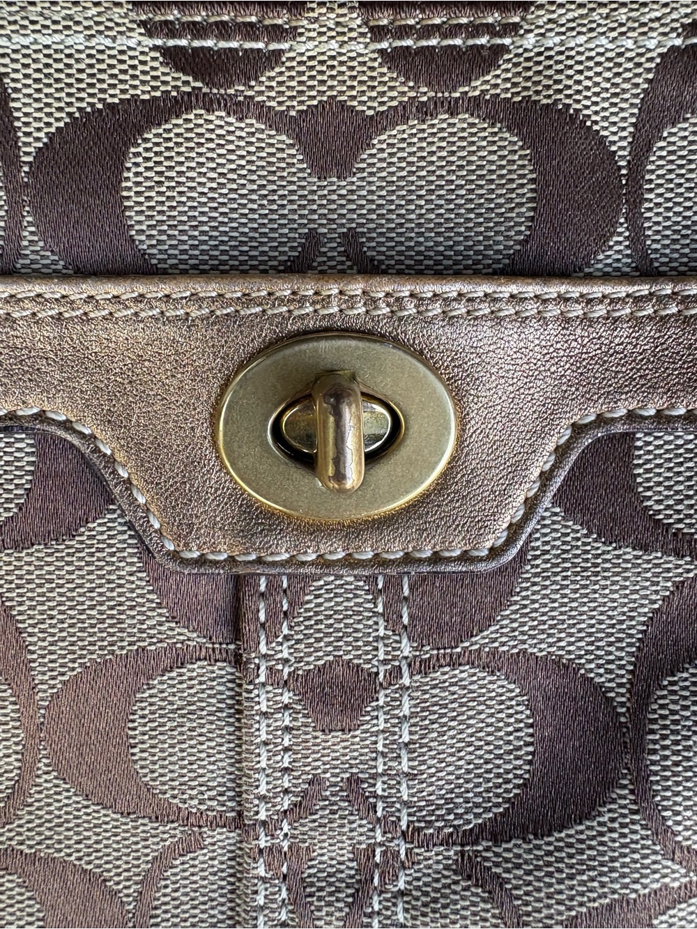 Coach Tan/Brown Signature Sateen Leather Crossbody Bag - Picture 3 of 11